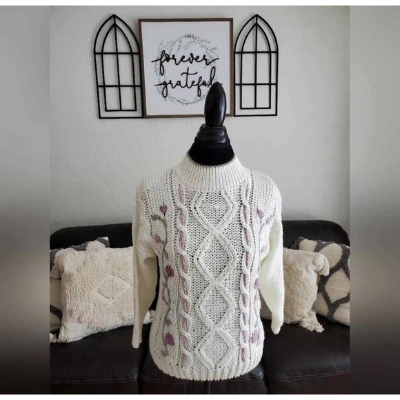 Kimberly Hope NWT Vintage 90's Boho Chic Floral Embroidered Sweater Size M - Picture 10 of 12